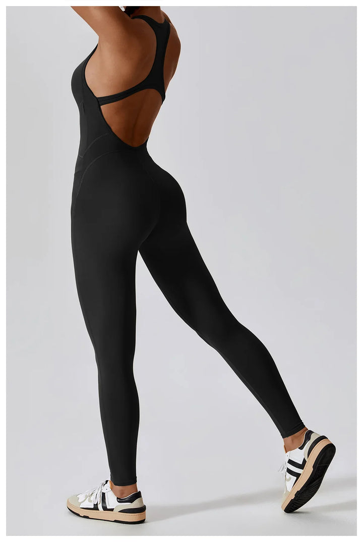 Sleeveles V Back Yoga Jumpsuit