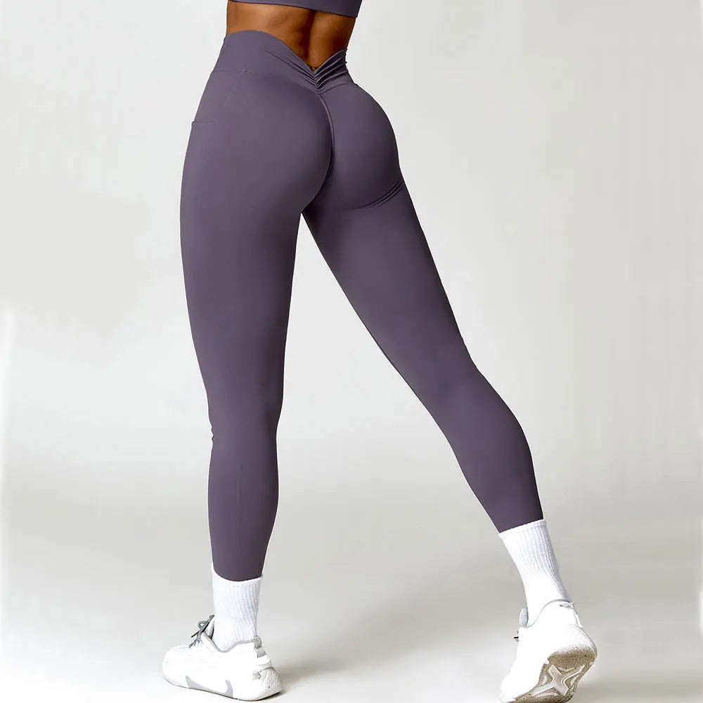 Nylon Back Booty High Waist Scrunch Butt Leggings