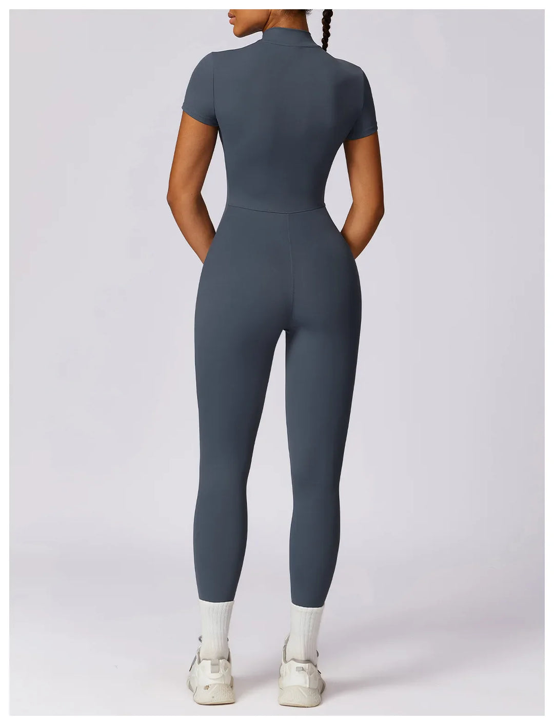 Tracksuit One-Piece Zipper Short Sleeve  Jumpsuits