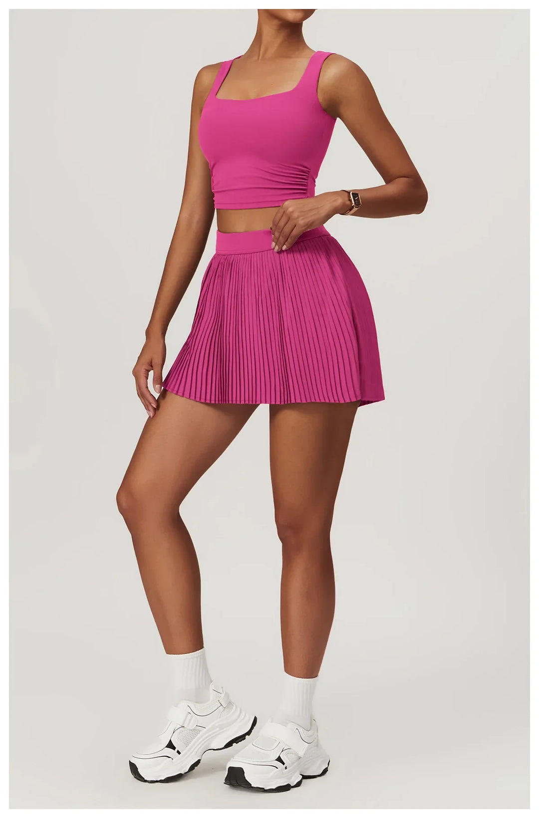 High Waist Women Pleated  Pocketed Tennis Short Skirts