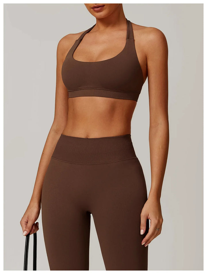 Seamless Halter Open Back Sports Bra