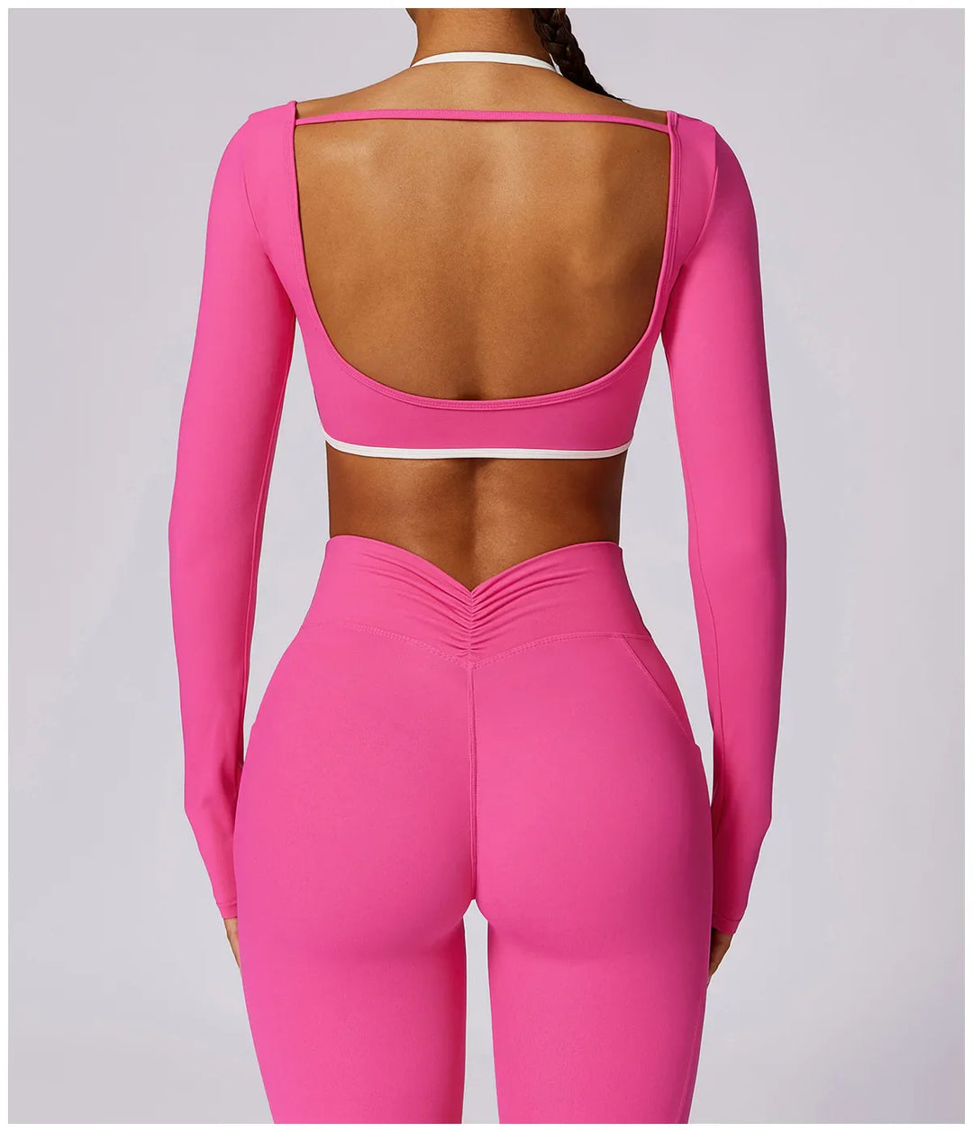 Tracksuit Push Up Long Sleeve Crop Top With hight Waist Leggings 2PCS Set