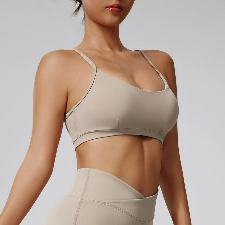 Nude Feeling Cross Strap Elastic Sports Bra