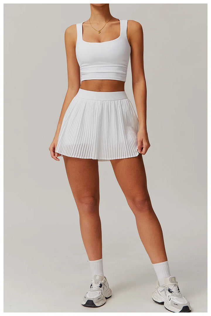 High Waist Women Pleated  Pocketed Tennis Short Skirts