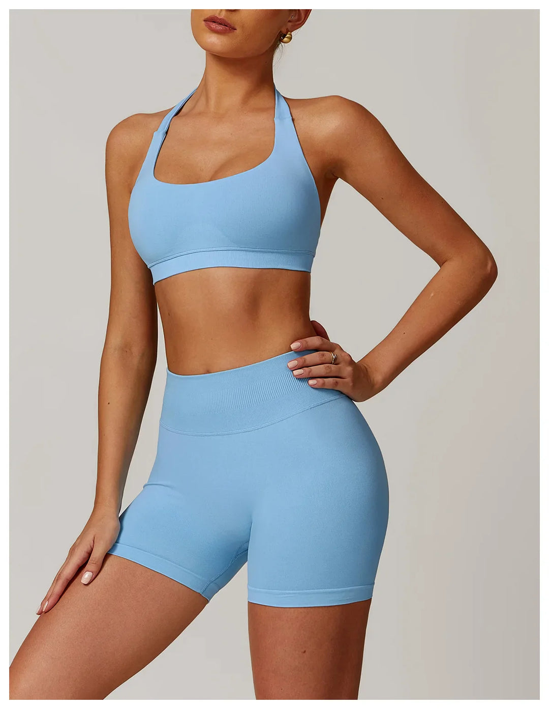 Seamless Halter Open Back Sports Bra