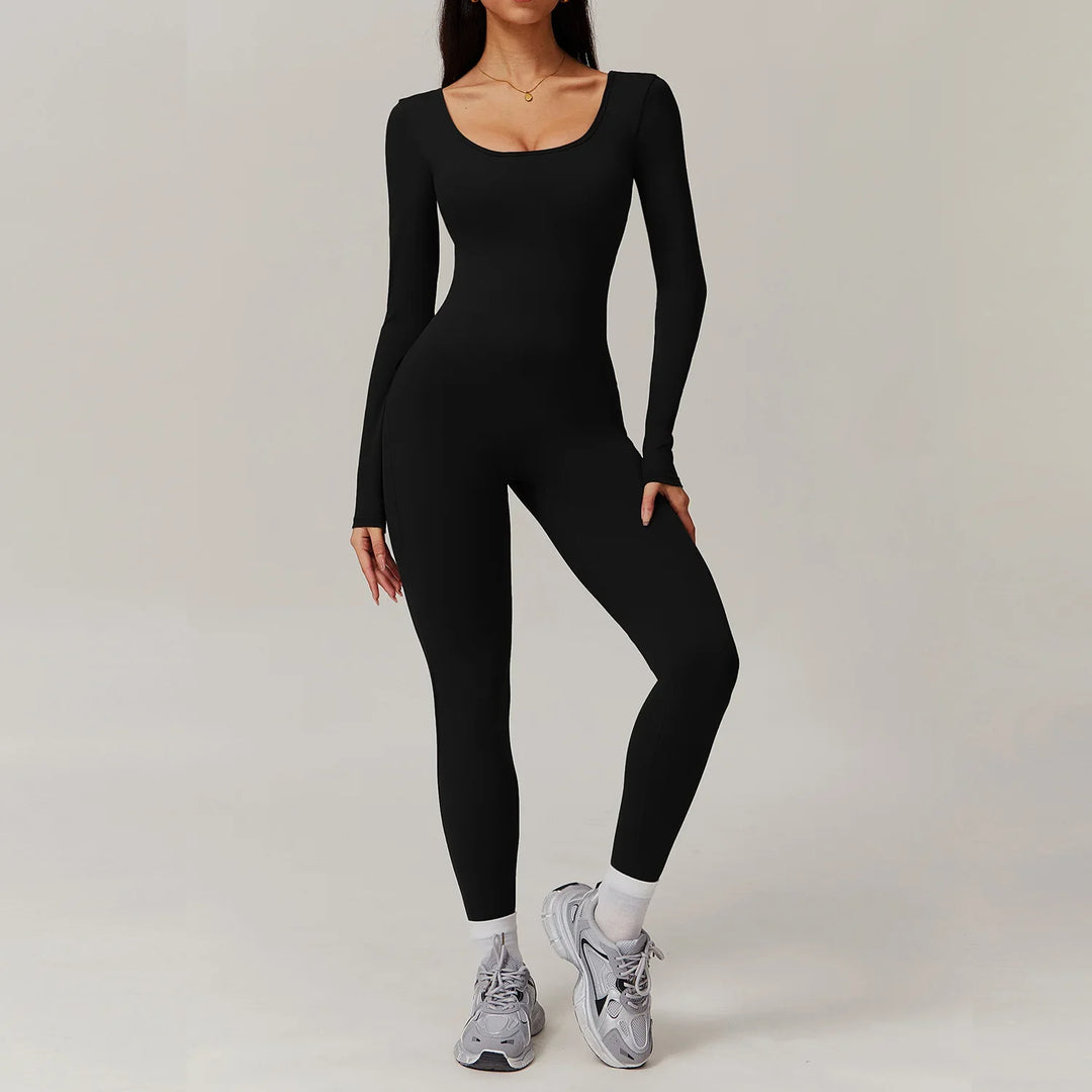 Long Sleeve Sexy Back U Jumpsuit