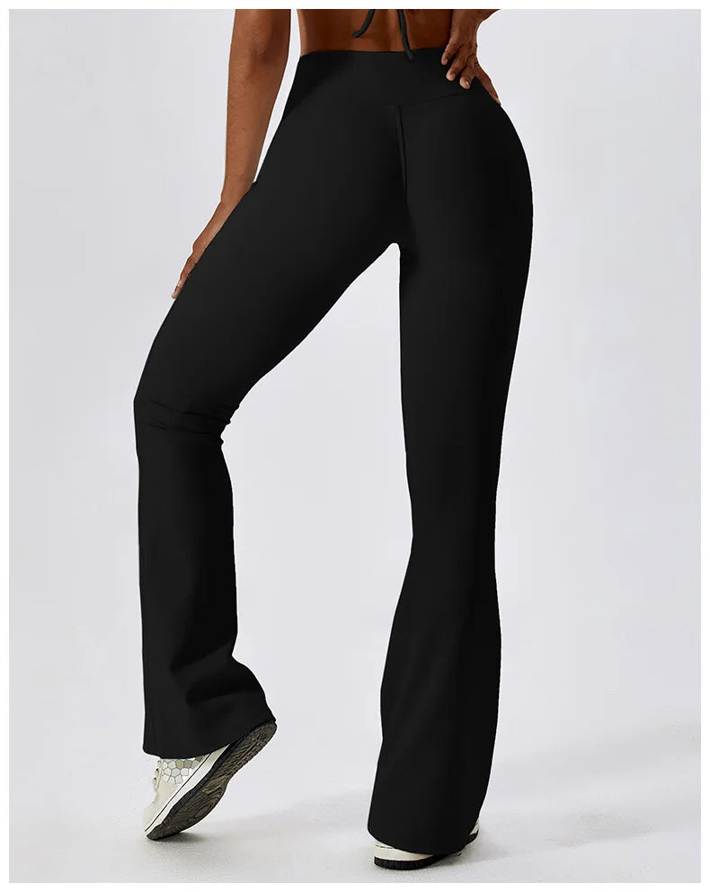 Cross Waist Head  High Waist Fitness Flare Leggings