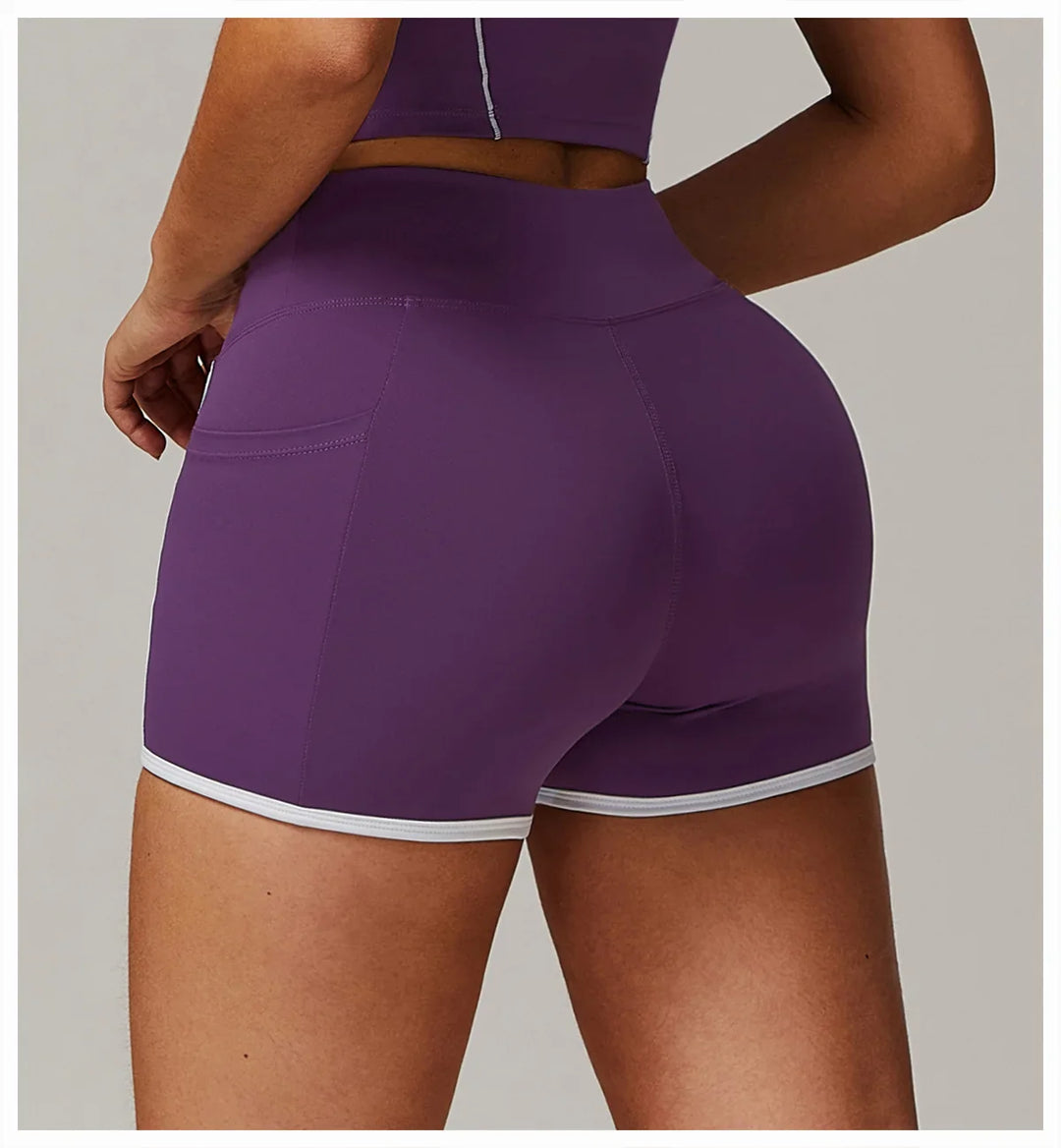 Elastic Yoga Shorts High Waist With pocket