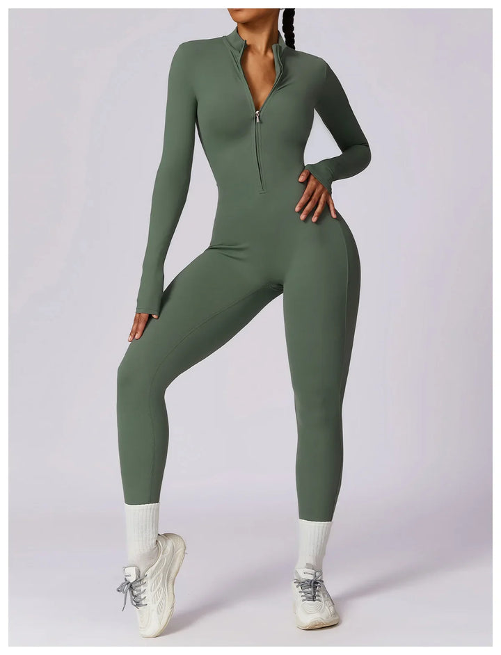 Long Sleeved Zipper Training Jumpsuit