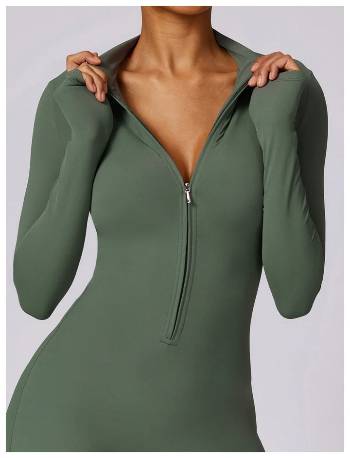 Long Sleeved Zipper Training Jumpsuit