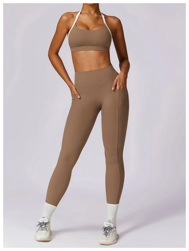 Tracksuit Push Up Sport Bra with High waist Leggings 2PCS Set