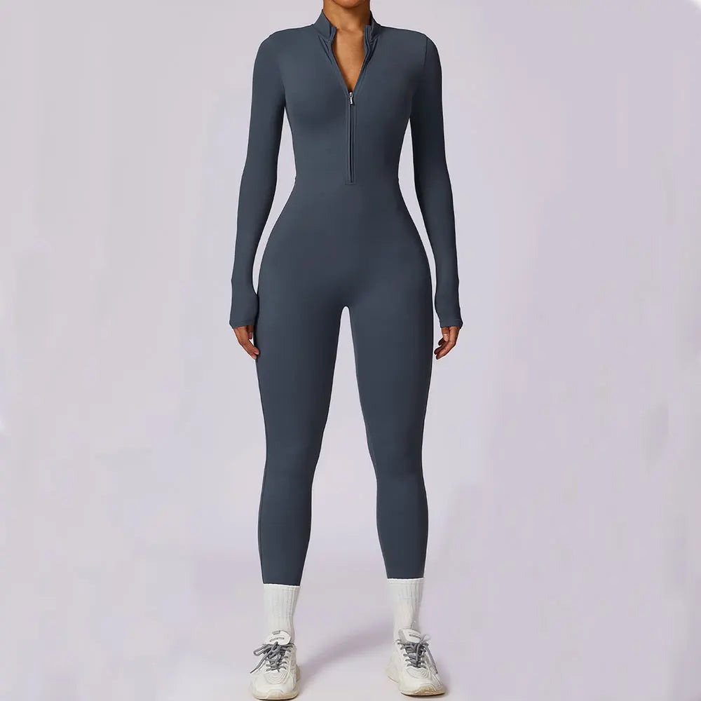 Long Sleeved Zipper Training Jumpsuit