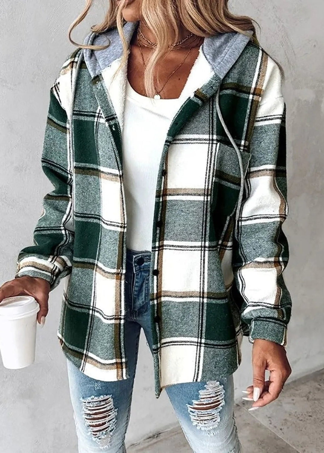 Clara - Plaid Hooded Shacket