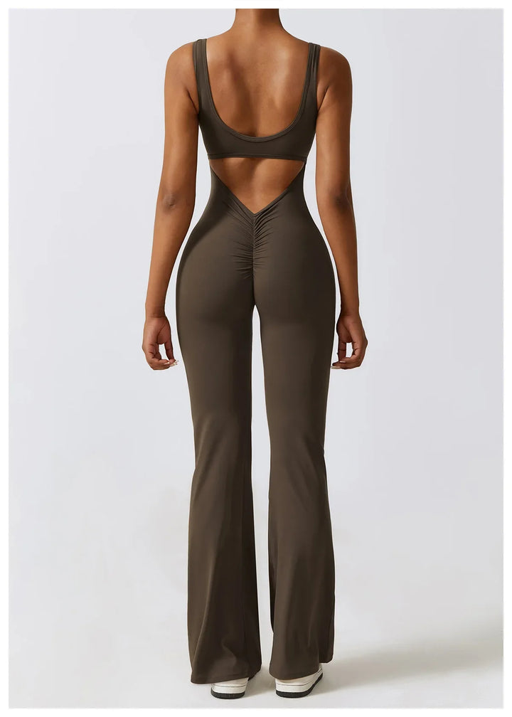 One-Piece Stretch V Back Jumpsuit