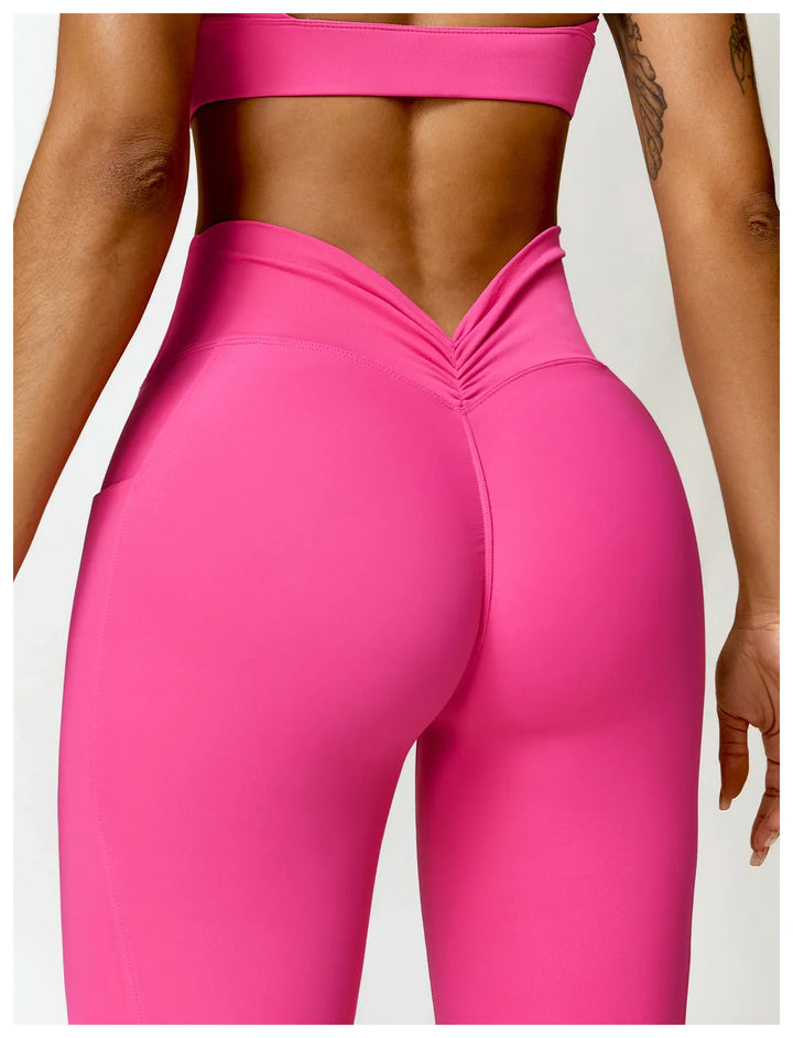 Nylon Back Booty High Waist Scrunch Butt Leggings