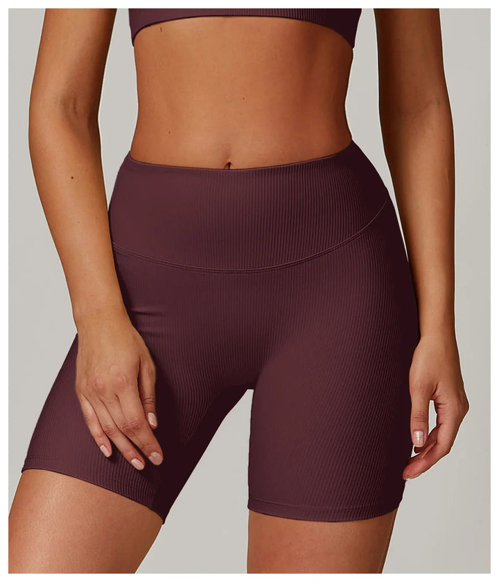 Ribbed High Waist Scrunch Butt Yoga Shorts