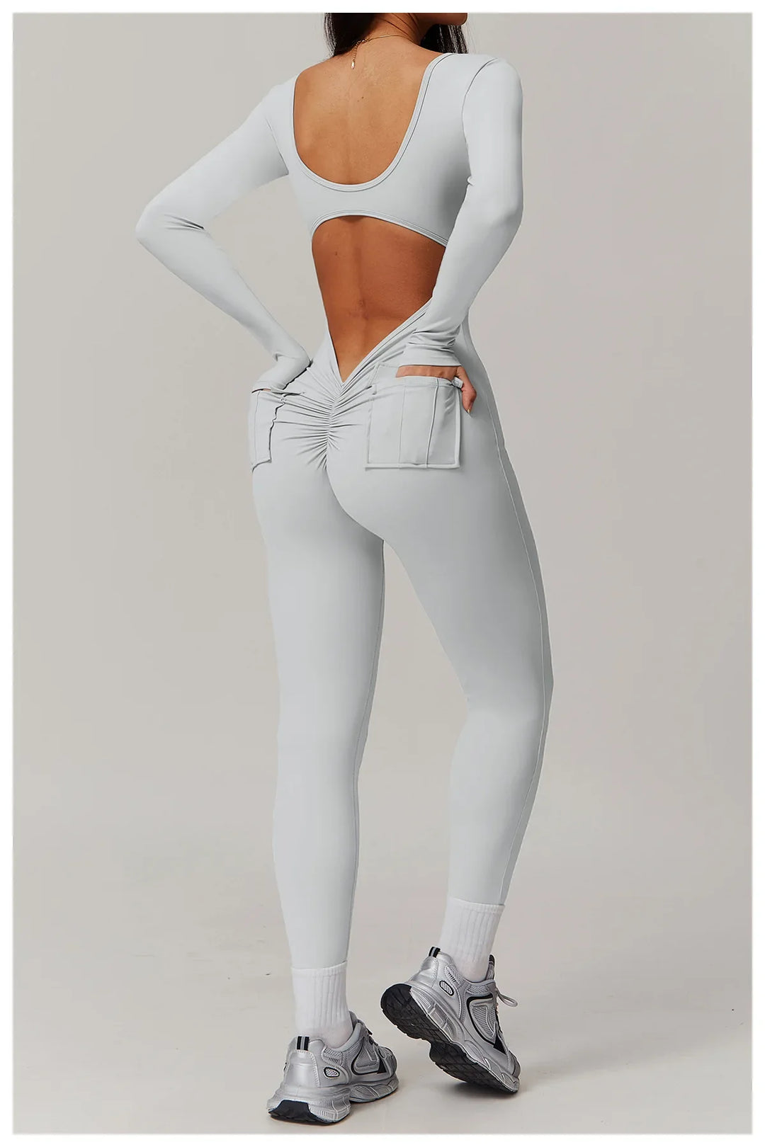 Long Sleeve Sexy Back U Jumpsuit