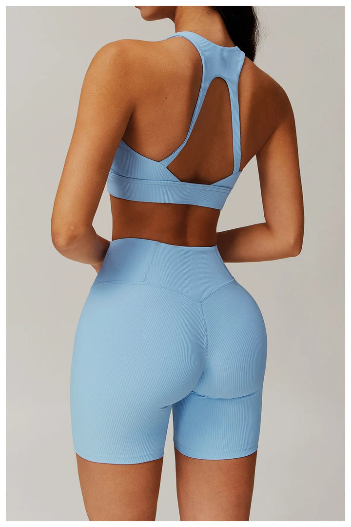 Ribbed High Waist Scrunch Butt Yoga Shorts