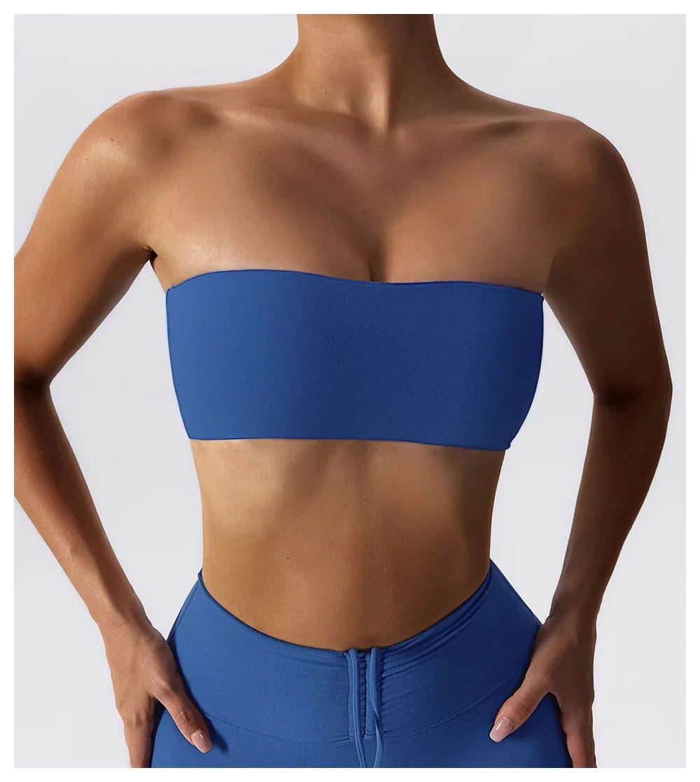 Strapless Bustier Breathable Elastic Sports Bra