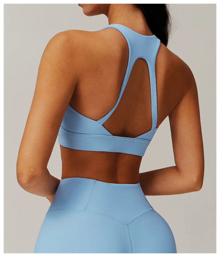 Sexy Back Ribbed Tight Sports Bra