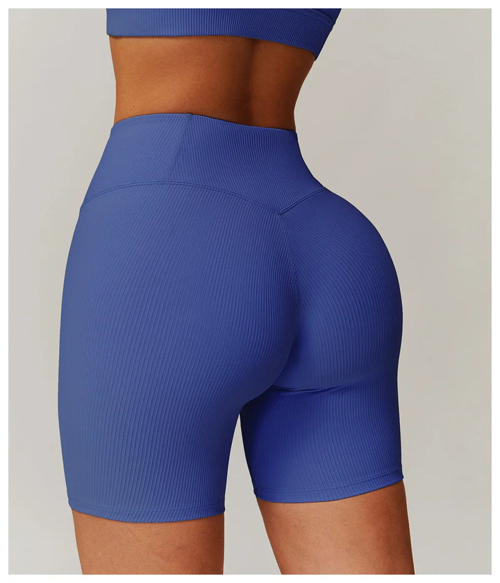 Ribbed High Waist Scrunch Butt Yoga Shorts