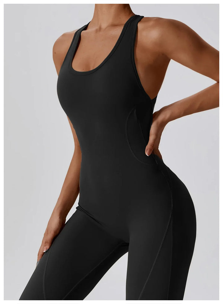 Sleeveles V Back Yoga Jumpsuit