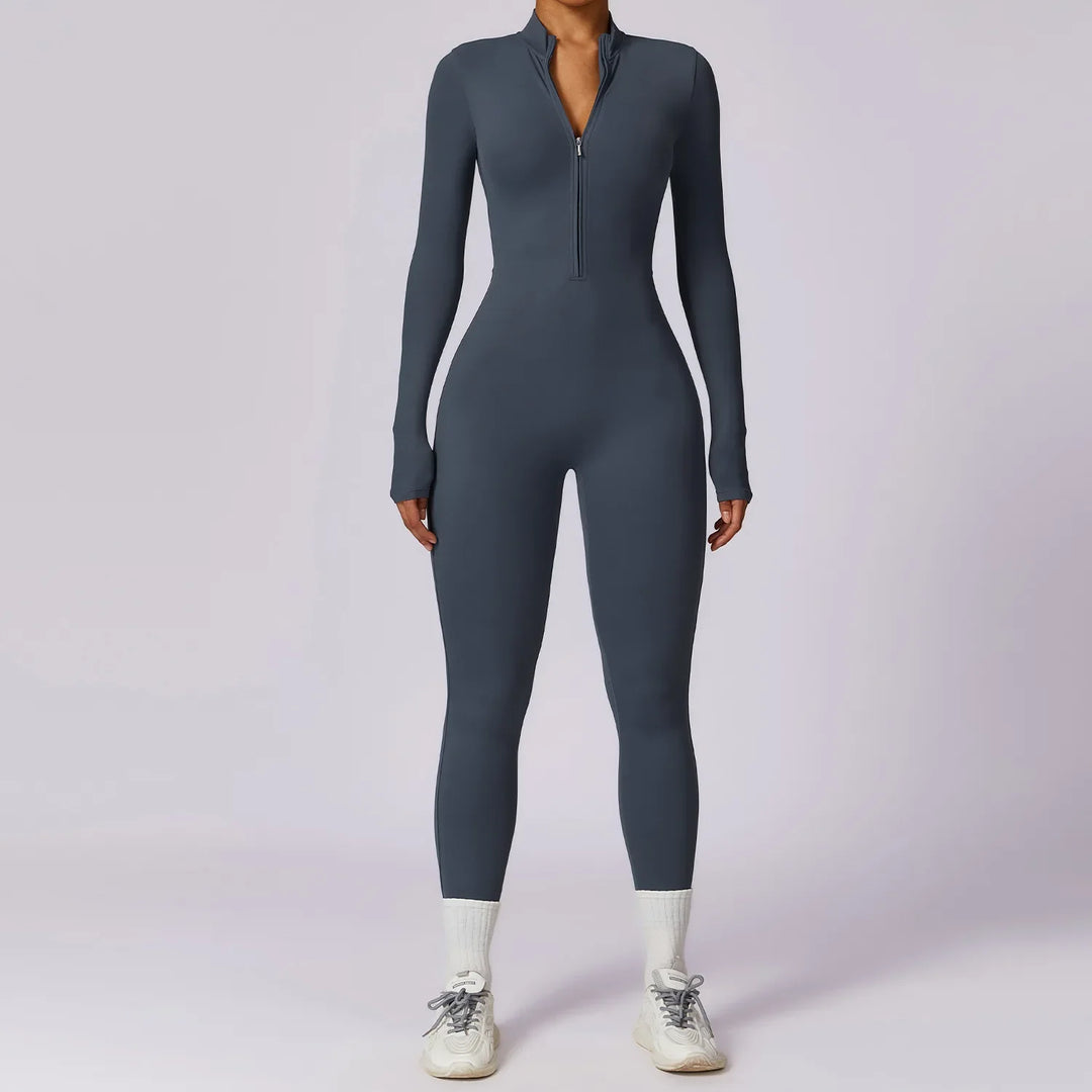 Long Sleeved Zipper Training Jumpsuit