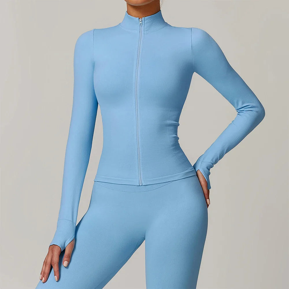 New Seamless Yoga Slimming Zipper Jacket Slimming Zipper