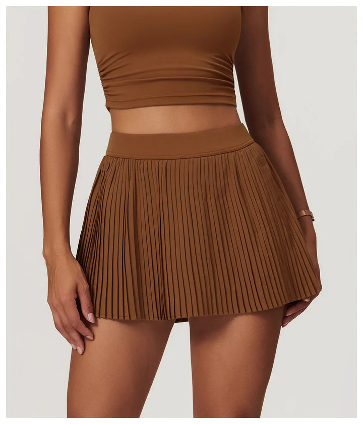 High Waist Women Pleated  Pocketed Tennis Short Skirts