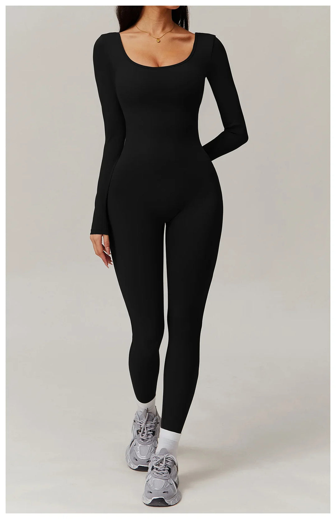 Long Sleeve Sexy Back U Jumpsuit