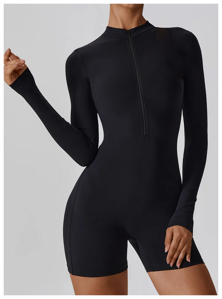 Long Sleeved Zipper Yoga Jumpsuit