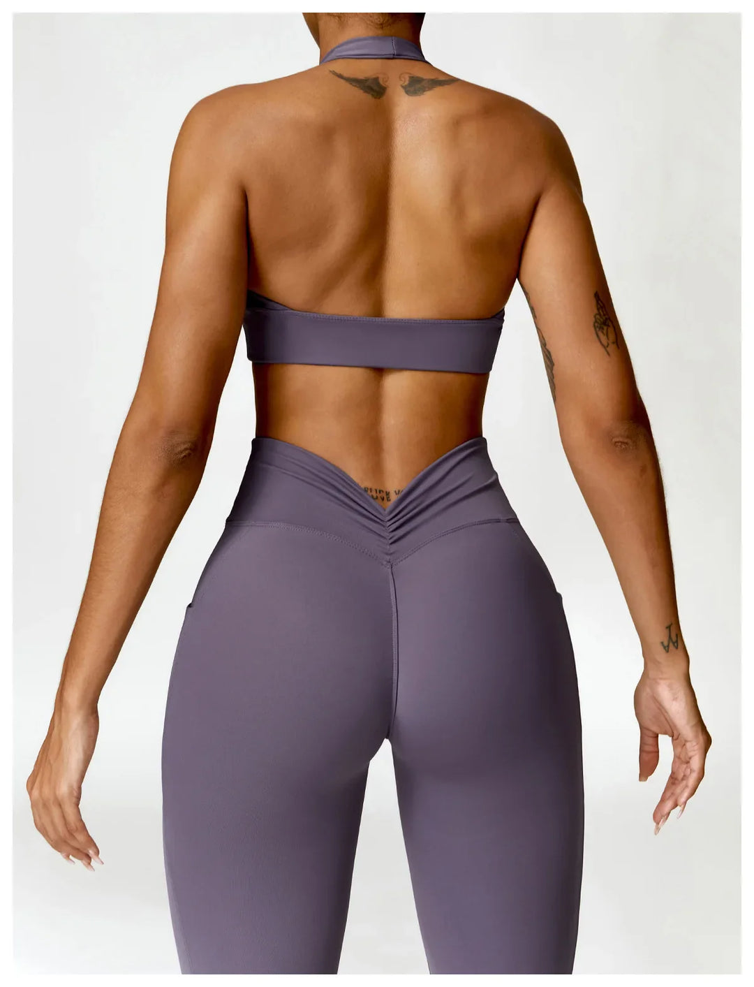 Nylon Back Booty High Waist Scrunch Butt Leggings