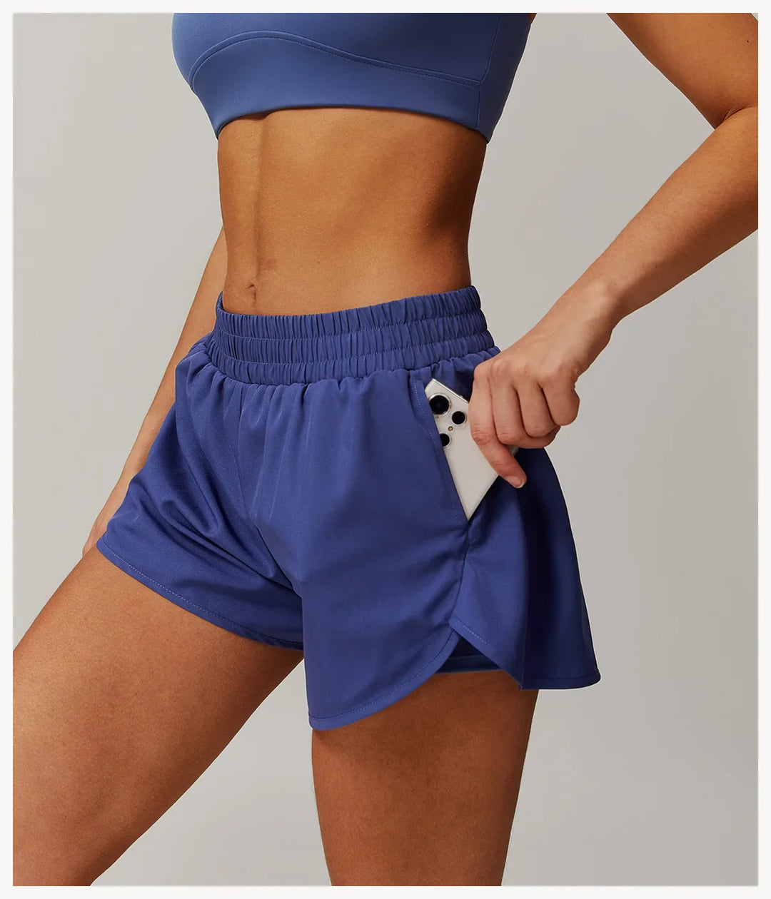 Elastic Sports Shorts With Pockets