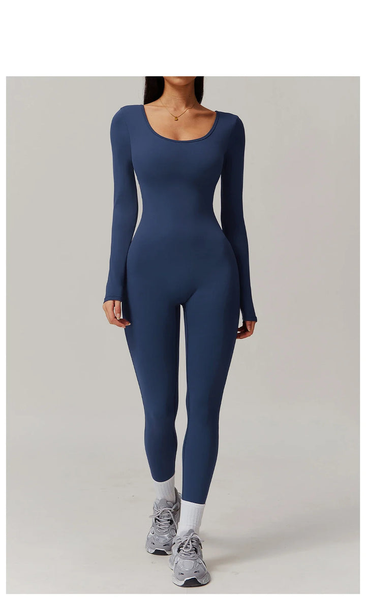 Long Sleeve Sexy Back U Jumpsuit