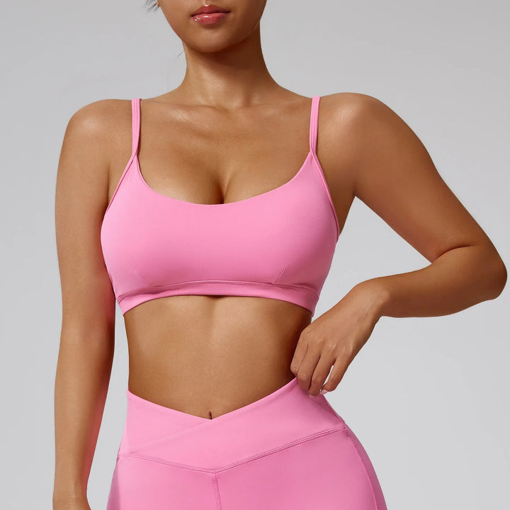 Nude Feeling Cross Strap Elastic Sports Bra