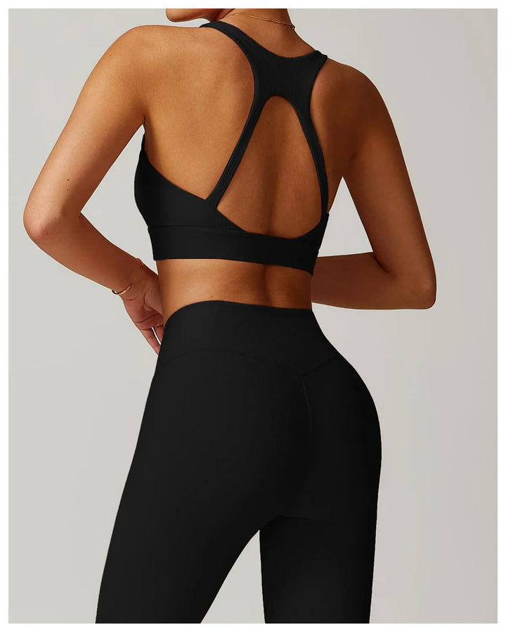 Sexy Back Ribbed Tight Sports Bra