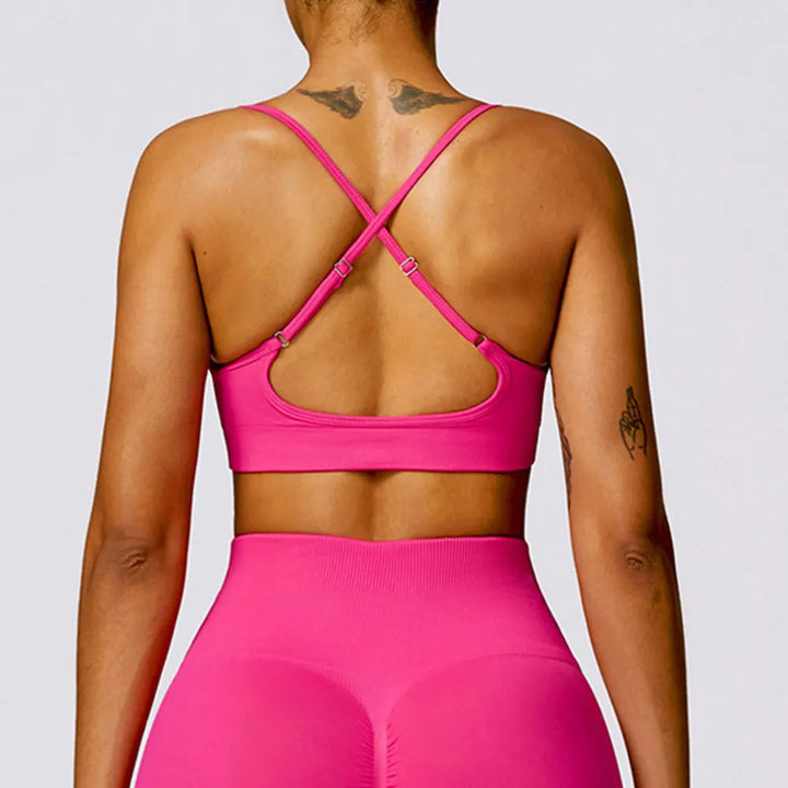 Cross Strap Push Up Seamless Sport Bra