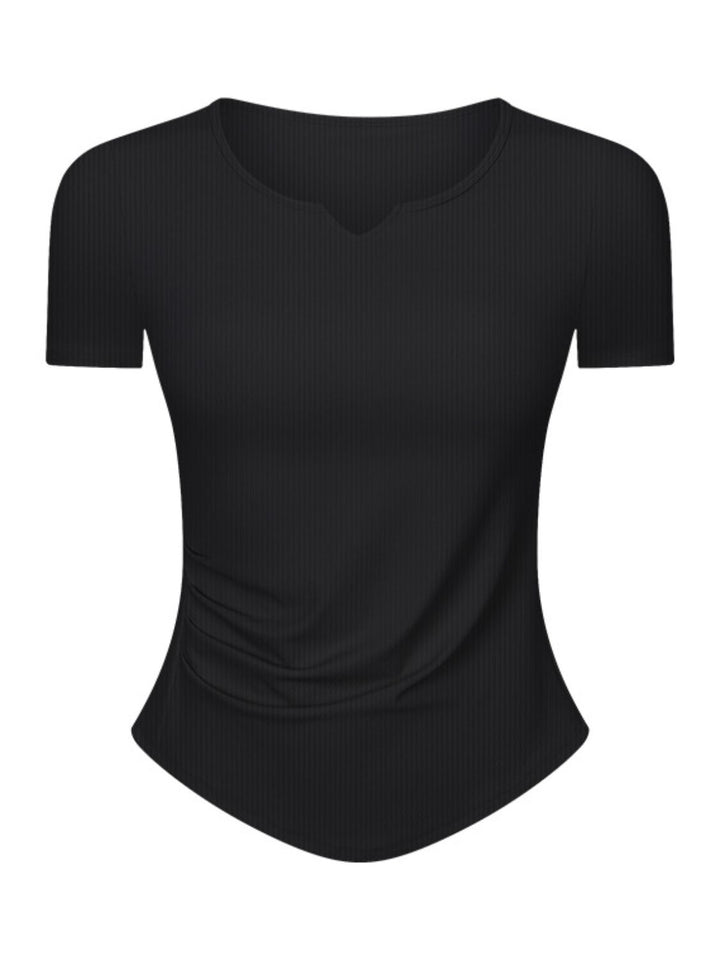 Notched Short Sleeve Active T-Shirt